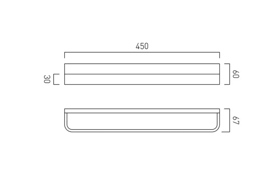 Vado Omika 450mm Towel Rail Chrome technical drawing - Image 2