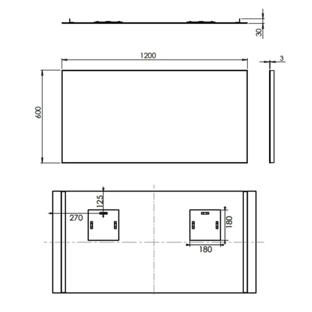 Hib Willow Mirror H60 X W120cm technical drawing - Image 2