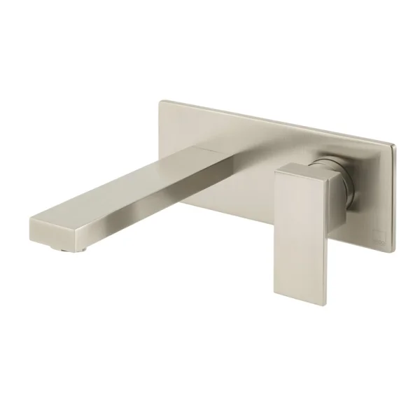 Vado Individual Notion Wall Mounted Single Lever Basin Mixer With Rectangular Backplate Brushed Nickel