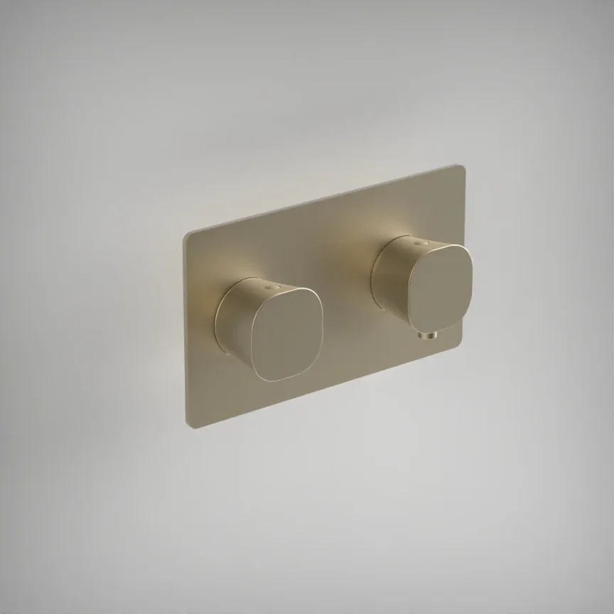 Ava Purity 1 Way 2 Handle Thermostatic Valve W/ Backplate - Brushed Brass product image - Image 1