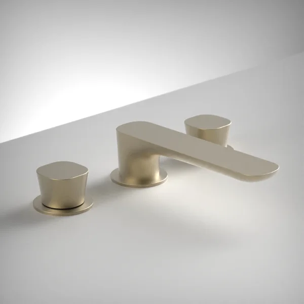 Ava Purity 3 Hole Deck Mounted Basin Mixer W/ Flanges - Brushed Brass