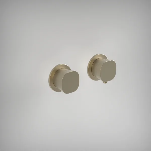 Ava Purity 1 Way 2 Handle Thermostatic Valve W/ Flanges - Brushed Brass