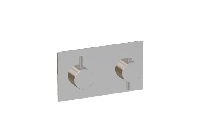 Ava Trend 1 Way 2 Handle Thermostatic Valve W/ Backplate - Polished Stainless Steel detail view - Image 2
