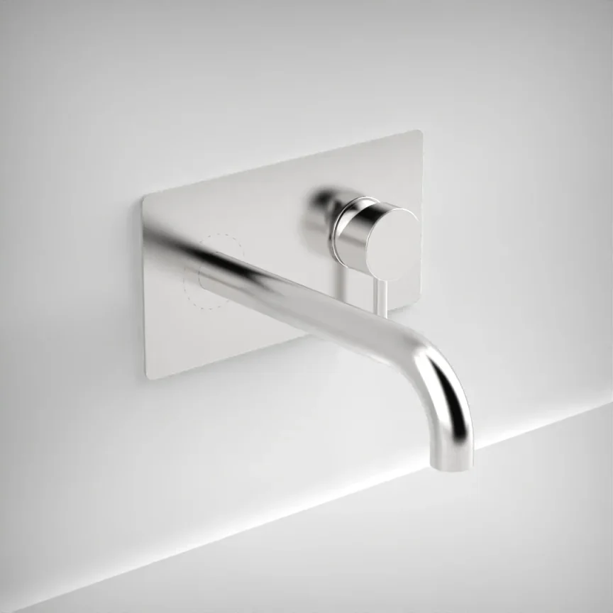 Ava Trend 2 Hole Wall Mounted Basin Mixer With Back Plate - Polished Stainless Steel product image - Image 1