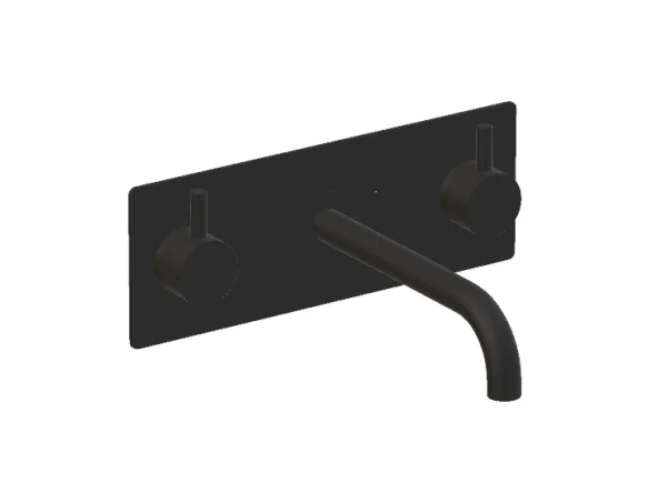 Ava Trend 3 Hole Wall Mounted Bath Mixer W/ Backplate - Brushed Black