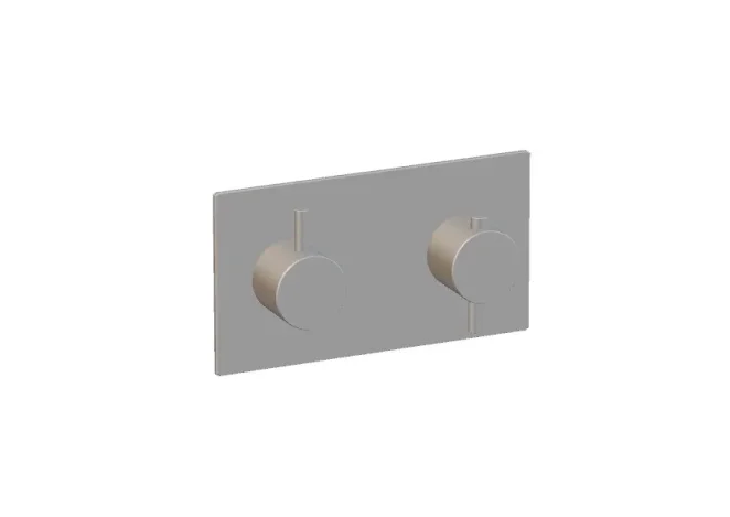 Ava Trend 1 Way 2 Handle Thermostatic Valve W/ Backplate - Brushed Stainless Steel detail view - Image 2