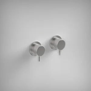 Ava Trend Hot & Cold Stop Valves W/ Flanges - Brushed Stainless Steel