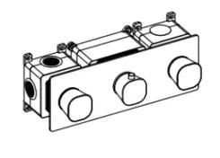 Ava Purity 3 Way 3 Handle Thermostatic Valve W/ Backplate - Brushed Stainless Steel product image - Image 1