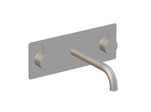 Ava Trend 3 Hole Wall Mounted Bath Mixer W/ Backplate - Brushed Stainless Steel