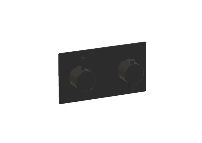Ava Trend 1 Way 2 Handle Thermostatic Valve W/ Backplate - Brushed Black detail view - Image 2