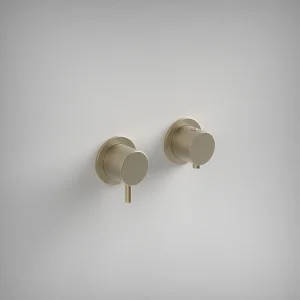 Ava Trend 1 Way 2 Handle Thermostatic Valve W/ Flanges - Brushed Brass