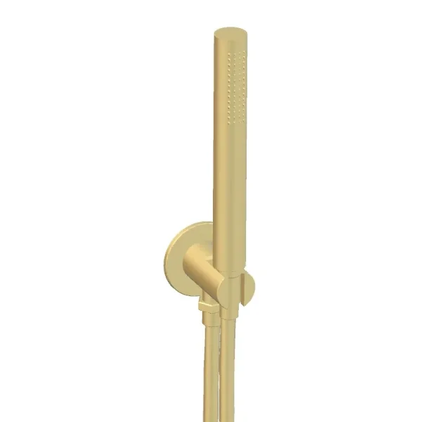 Ava Hand Shower Integrated Round Wall Outlet, Hose & Hand Shower - Brushed Brass detail view - Image 2