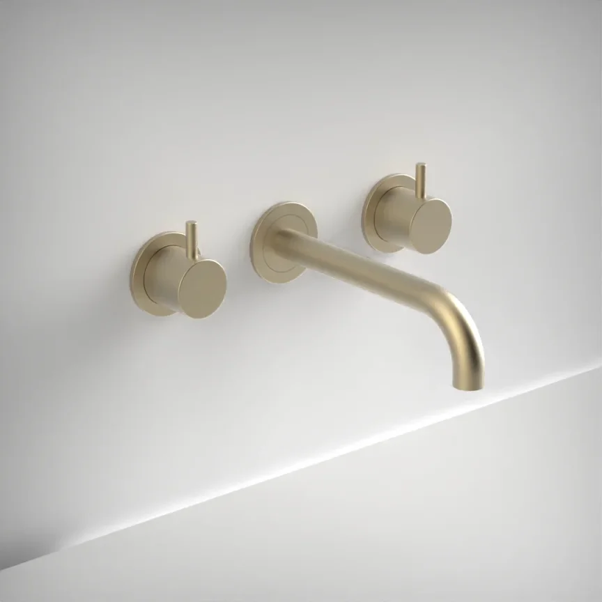Ava Trend 3 Hole Wall Mounted Bath Mixer - Brushed Brass product image - Image 1