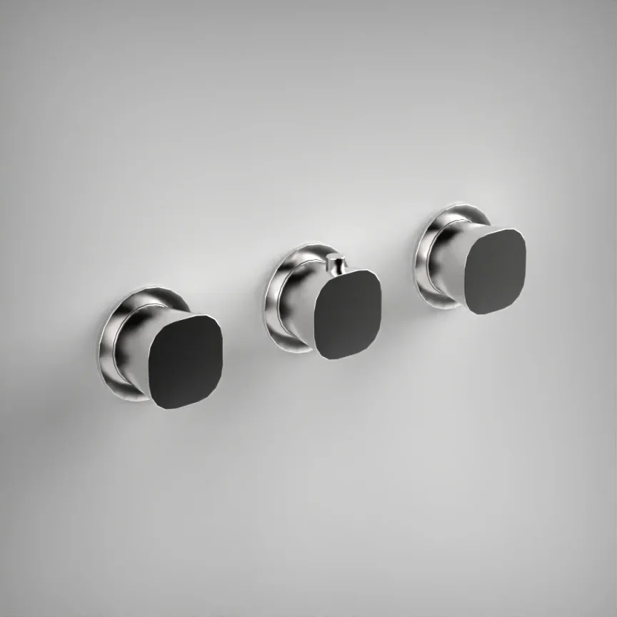 Ava Purity 2 Way 3 Handle Thermostatic Valve W/ Flanges - Polished Stainless Steel product image - Image 1