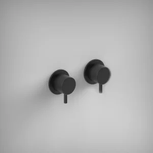 Ava Trend Hot & Cold Stop Valves W/ Flanges - Brushed Black