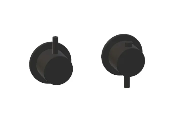 Ava Trend 2 Way 2 Handle Thermostatic Valve W/flanges - Brushed Black detail view - Image 2