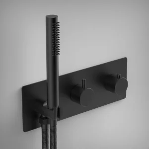 Ava Trend 2 Way 2 Handle Thermostatic Valve With Built In Hand Shower W/3 Hole Backplate - Brushed Black