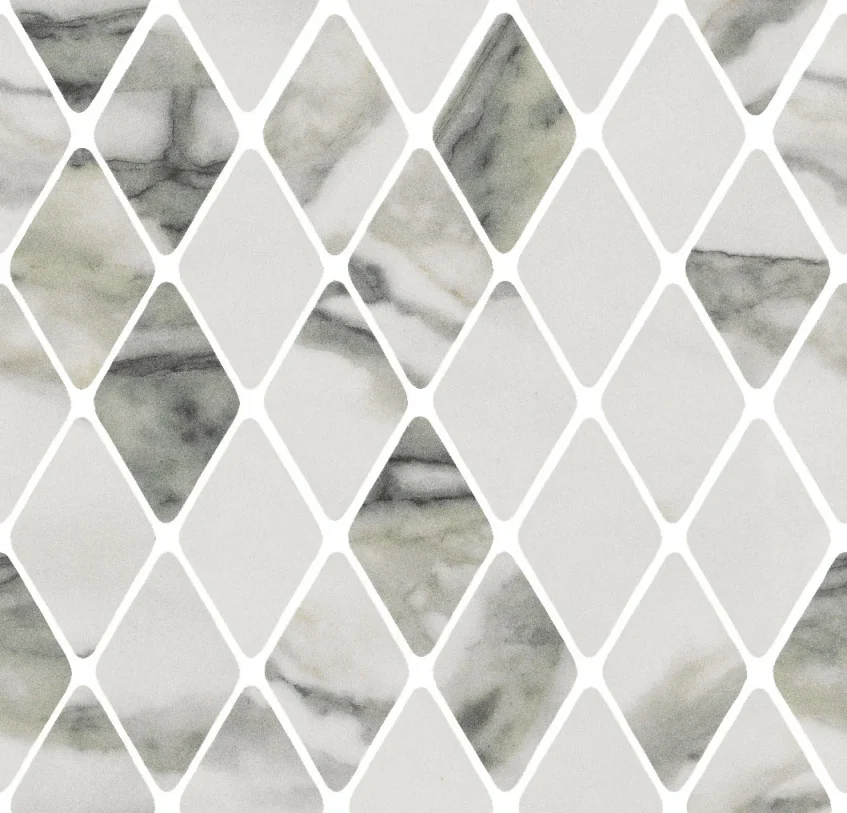 European Tiles Charmo Calacatta Green Diamond Mosaic 31 X 33.5cm Polished Wall Tile (sold Per Piece) product image - Image 1