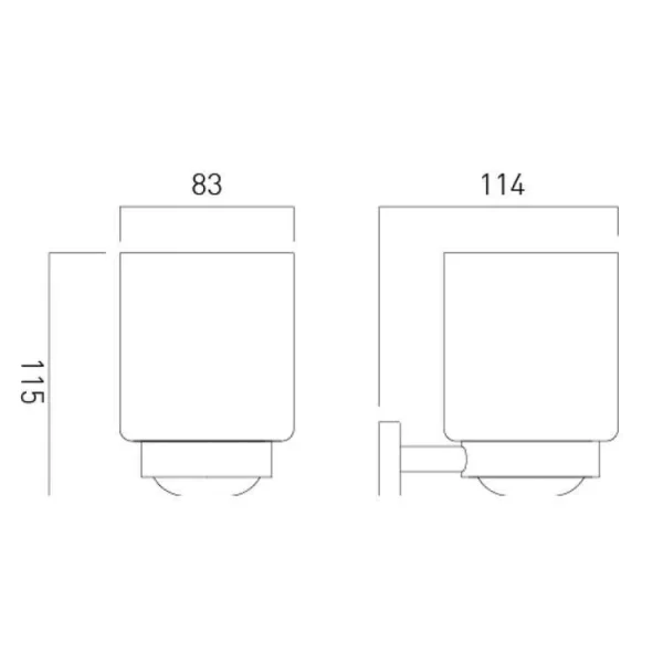Vado Life Frosted Glass Tumbler And Holder Wall Mounted Chrome technical drawing - Image 3