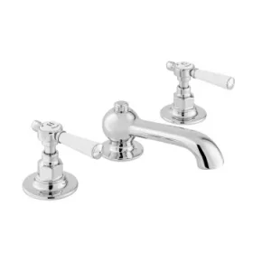 Booth & Co. 3 Hole Basin Mixer With Pop-up Waste Chrome & White product image - Image 1