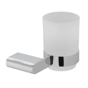 Vado Photon Frosted Glass Tumbler And Holder Wall Mounted Chrome