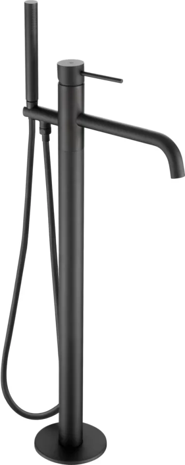 Just Taps Vos Floor Standing Bath Shower Mixer Tap With Shower Kit S/Steel Matt Black product image - Image 1