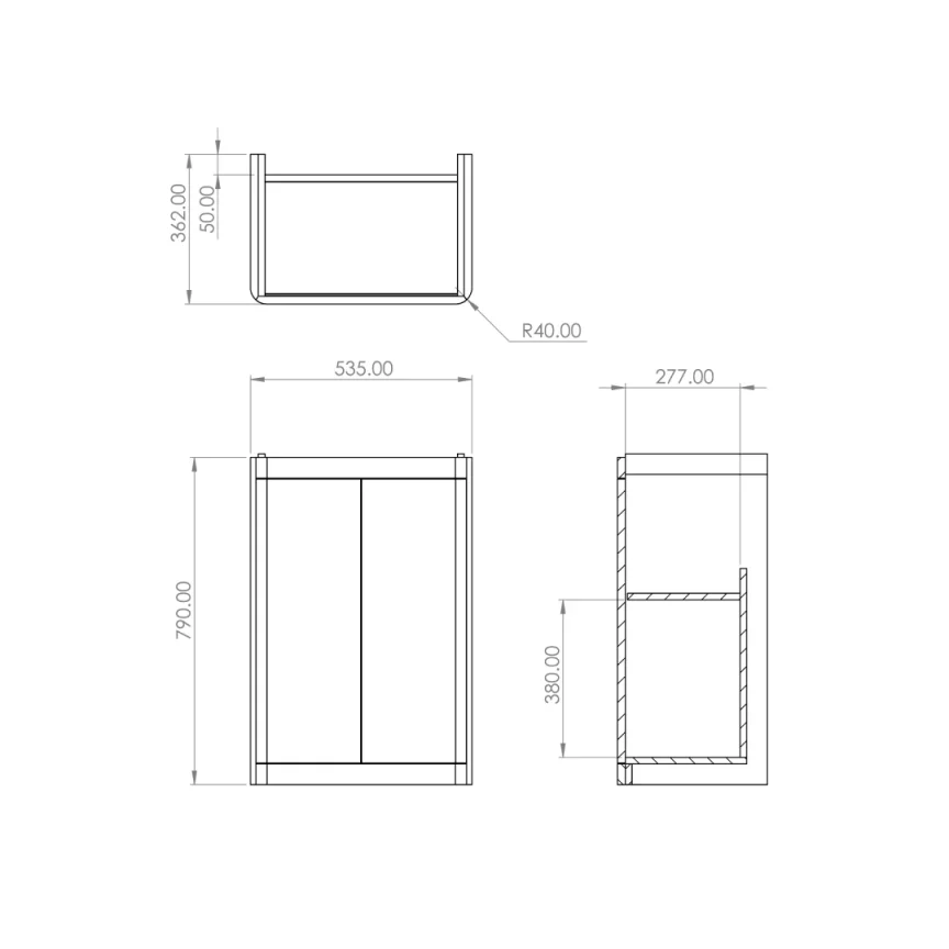 Saneux Hyde 55cm 2 Door Floor Standing Unit - Matte Fiord detail view - Image 2