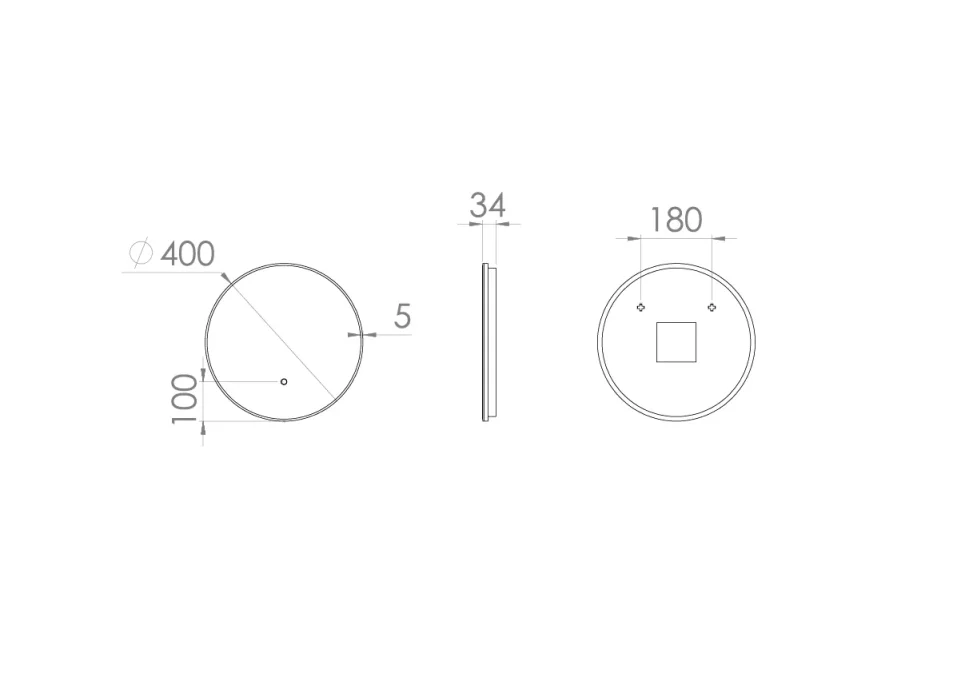 Saneux Oska 40cm Electric Mirror V2 technical drawing - Image 2