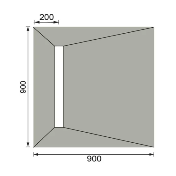 Abacus Elements Level Access Kit Linear 600 Drain 9x9 End technical drawing - Image 2