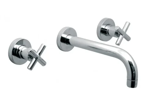 Vado Elements 3 Hole Basin Mixer With 200mm Spout Wall Mounted With Honeycomb Flow Regulator Chrome detail view - Image 2