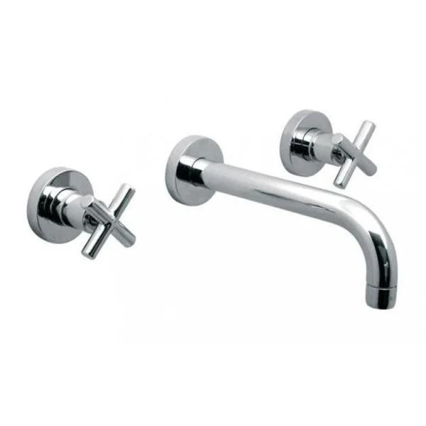 Vado Elements 3 Hole Basin Mixer With 200mm Spout Wall Mounted With Honeycomb Flow Regulator Chrome