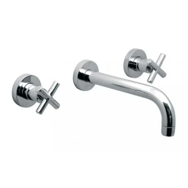 Vado Elements 3 Hole Basin Mixer With 200mm Spout Wall Mounted With Honeycomb Flow Regulator Chrome product image - Image 1