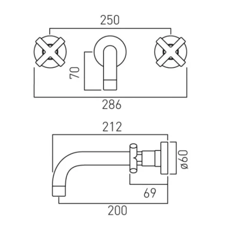 Vado Elements 3 Hole Basin Mixer With 200mm Spout Wall Mounted With Honeycomb Flow Regulator Chrome detail view - Image 3