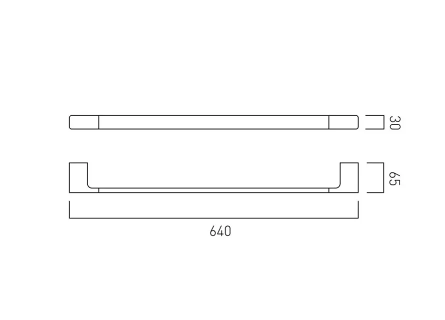 Vado Shama Towel Rail 640mm (25") Wall Mounted Chrome technical drawing - Image 2