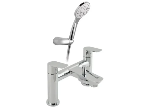 Vado Photon 2 Hole Bath Shower Mixer Deck Mounted With Shower Kit Chrome detail view - Image 2