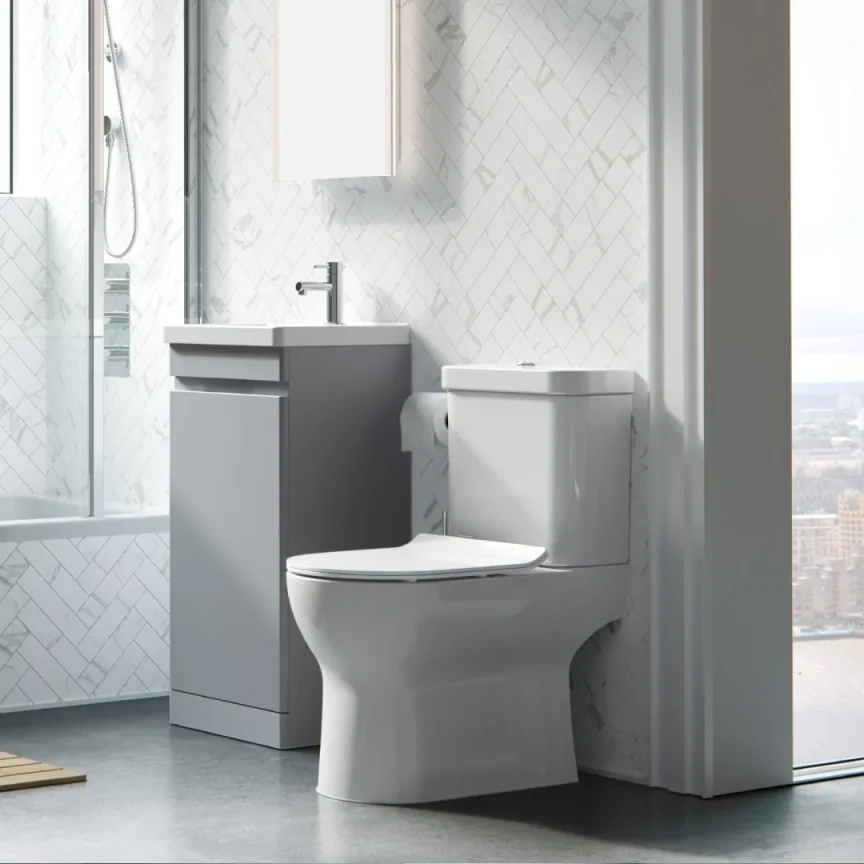 Saneux Air Close Coupled Wc Pan, Cistern & Slim Seat Pack - Rimless detail view - Image 6