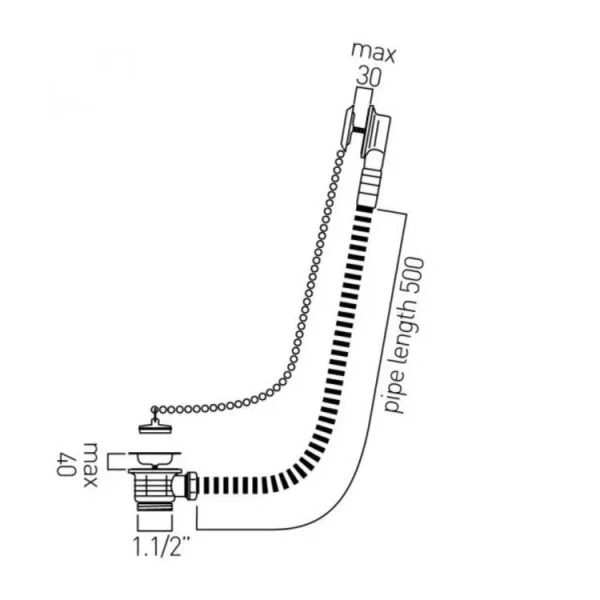 Booth & Co. Stowaway Bath Waste Metal Plug And Chain 1.1/2" Chrome & detail view - Image 3