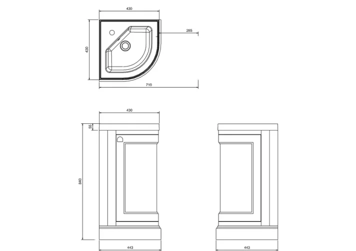 Burlington43cm Corner Unit Exc Basin detail view - Image 3