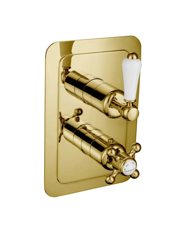 Just Taps Grosvenor Lever Concealed Thermostatic 1 Outlet Valve Vertical Light Gold product image - Image 1