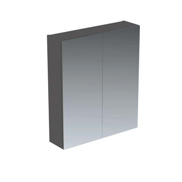 Saneux Austen 60cm 2 Door Mirror Cabinet - Matte Iron Grey