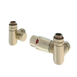 Eastbrook 15mm Corner Dual Fuel Trv & Lockshield Valve Brushed Brass product image - Image 1