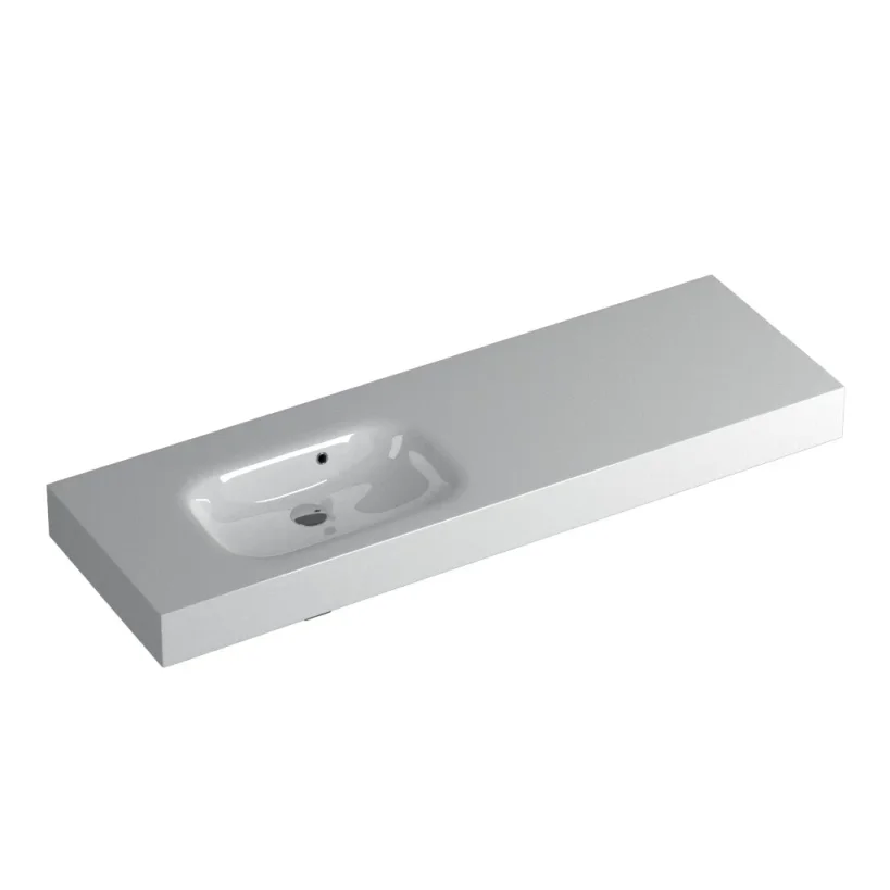Faeber Infinite S1 Pearl 1500mm Left Hand Wall Hung Basin White polished product image - Image 1