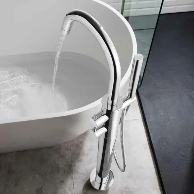 Crosswater Kai Lever Thermo Floor Standing Bath Shower Mixer & Kit Chrome detail view - Image 4