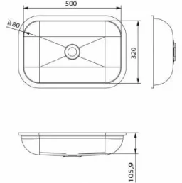 Faeber Infinite S1 Pearl 1200mm Double Wall Hung Basin White Matt technical drawing - Image 2