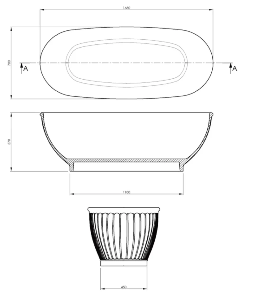 Bc Designs Casini Bath 1680 X 750 (no Waste) Industrial Grey detail view - Image 2
