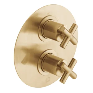 Vado Individual Dx Elements 2 Outlet, 2 Handle Concealed Thermostatic Valve Brushed Gold