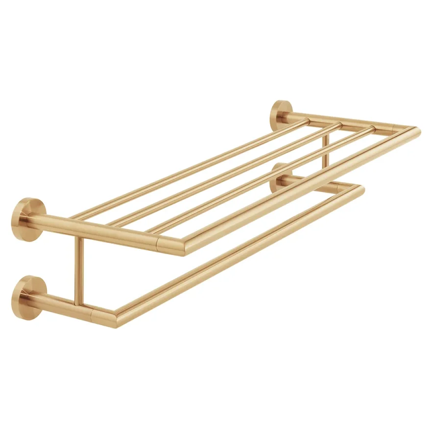 Vado Individual Spa Towel Shelf 600mm (24") Brushed Gold product image - Image 1