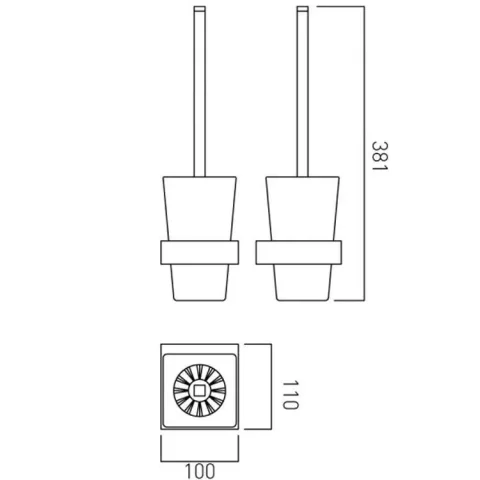Vado Shama Toilet Brush And Holder Wall Mounted Chrome technical drawing - Image 3