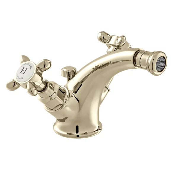 Booth & Co. Mono Bidet Mixer With Pop-up Waste Nickel & Crackled White