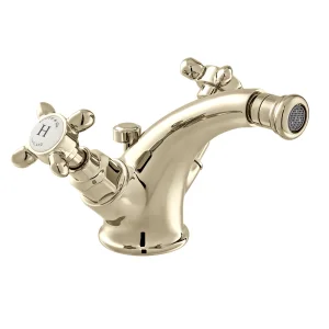 Booth & Co. Mono Bidet Mixer With Pop-up Waste Nickel & Crackled White